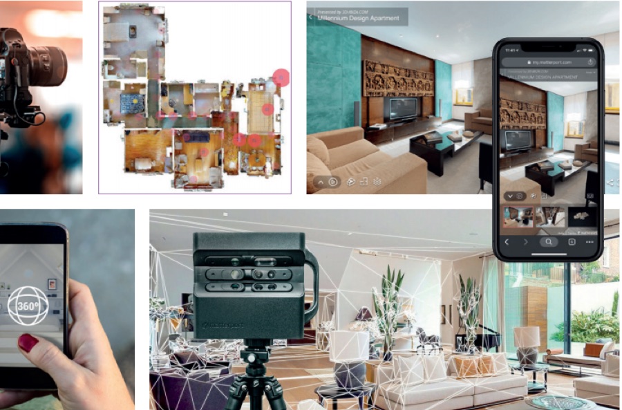 3D virtual tour camera, floor plan heatmap and virtual viewing on a phone